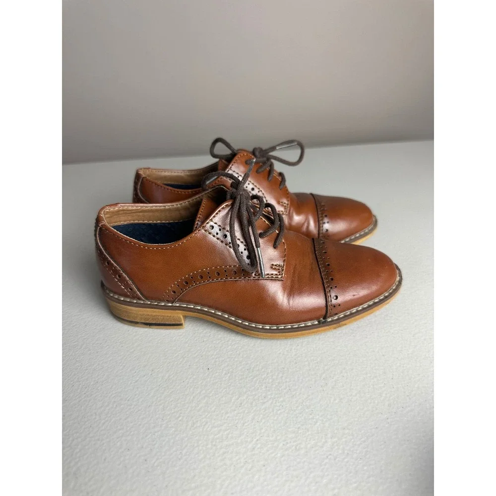 Ashford Hayes Boys Cognac Brown Cap Toe Brogue Oxford Dress Shoes Size 12M